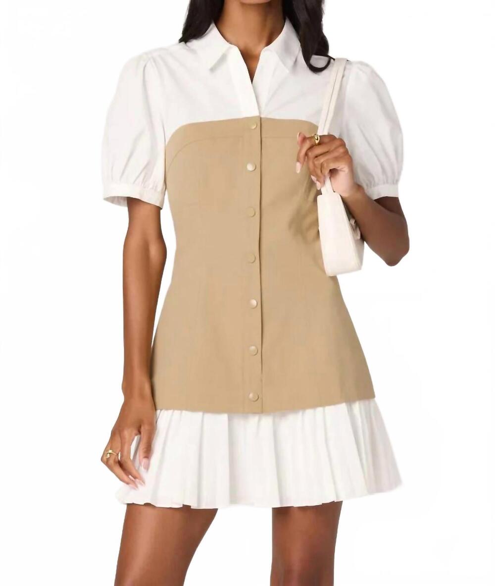 NEW ASTR women's joseline faux mini dress in white/tan